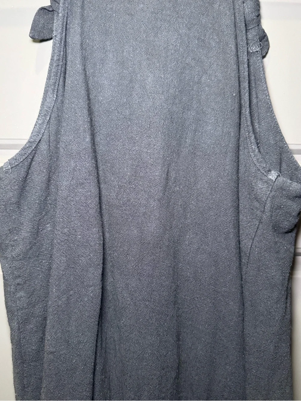 Knot-Shoulder Black Tank Top
